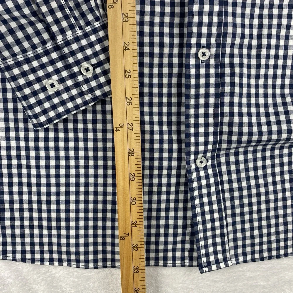 Banana Republic Shirt Mens XXL Blue/White Checks Slim Fit Stretch
